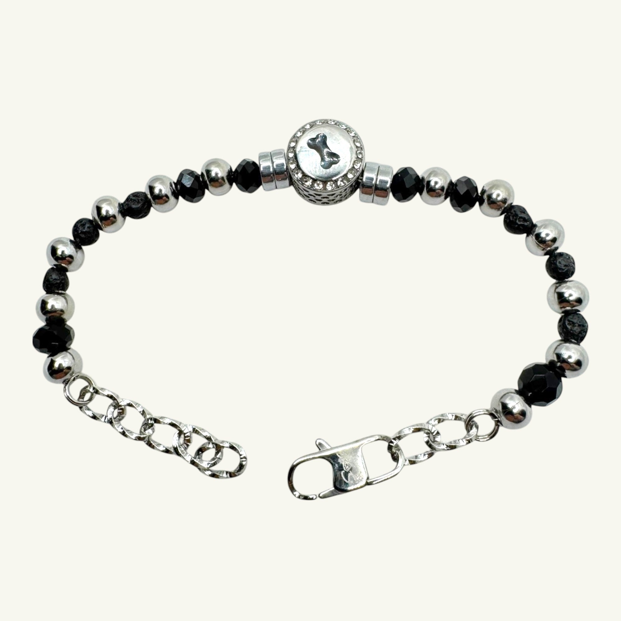 Bracciale onice con charm nero Sharifa Crystals